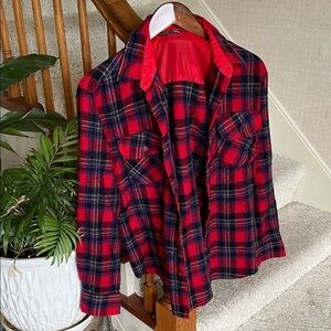 Vintage Pine Grove Red and Black Plaid Flannel Shacket